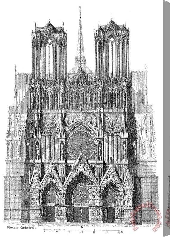 Others France: Reims Cathedral Stretched Canvas Print / Canvas Art