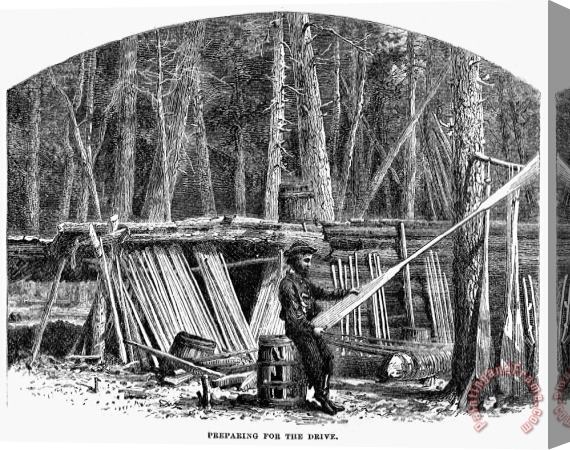 Others Lumbering: Log Drive, 1868 Stretched Canvas Print / Canvas Art