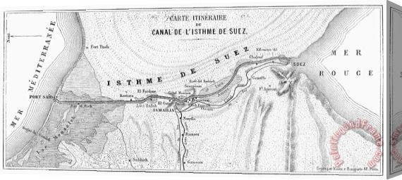 Others Map: Suez Canal, 1869 Stretched Canvas Print / Canvas Art