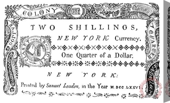 Others New York Banknote, 1776 Stretched Canvas Print / Canvas Art
