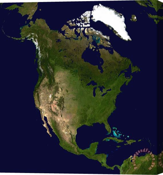 Others North America Satellite Image Stretched Canvas Painting / Canvas Art