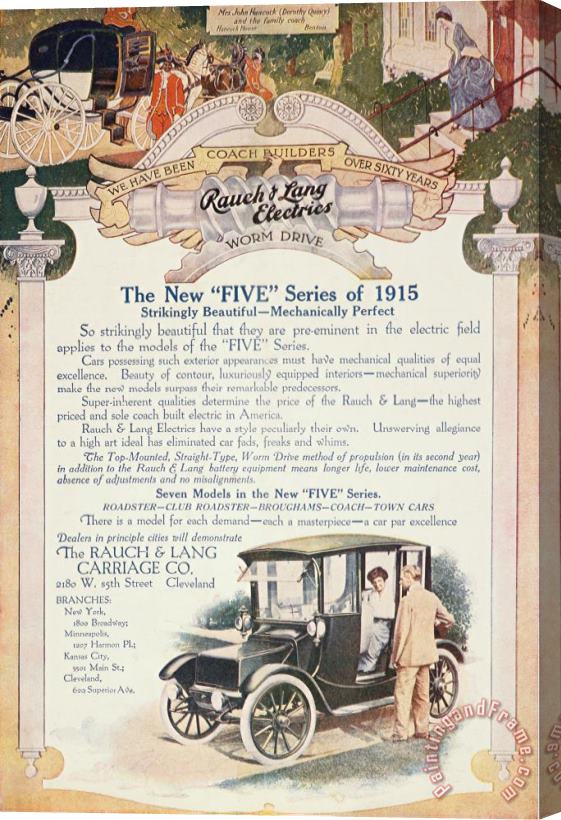 Others Rauch & Lang Auto Ad, 1914 Stretched Canvas Painting / Canvas Art