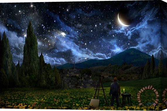 Others Starry Night Stretched Canvas Print / Canvas Art