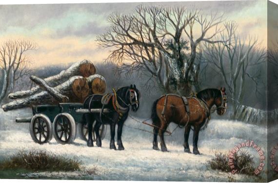 Others The Timber Wagon in Winter Stretched Canvas Print / Canvas Art