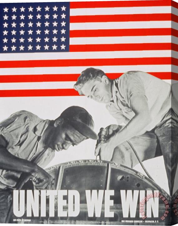 Others United We Win Us 2nd World War Manpower Commission Poster Stretched Canvas Painting / Canvas Art