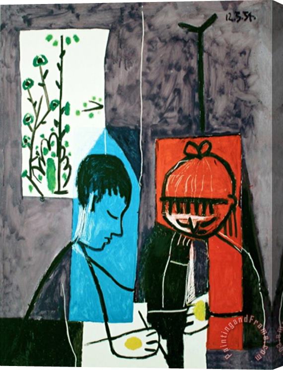Pablo Picasso Enfants Dessinant Stretched Canvas Print / Canvas Art