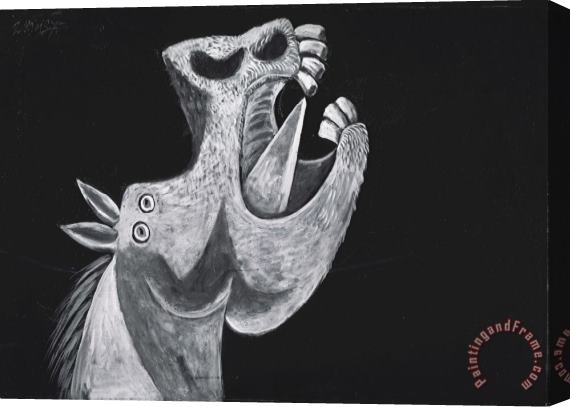 Pablo Picasso Head of a Horse, Sketch for Guernica (tete De Cheval, Etude Pour Guernica) Stretched Canvas Painting / Canvas Art
