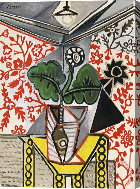Pablo Picasso Interieur Au Pot De Fleurs Stretched Canvas Print / Canvas Art