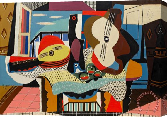 Pablo Picasso Mandolin And Guitar Stretched Canvas Print / Canvas Art