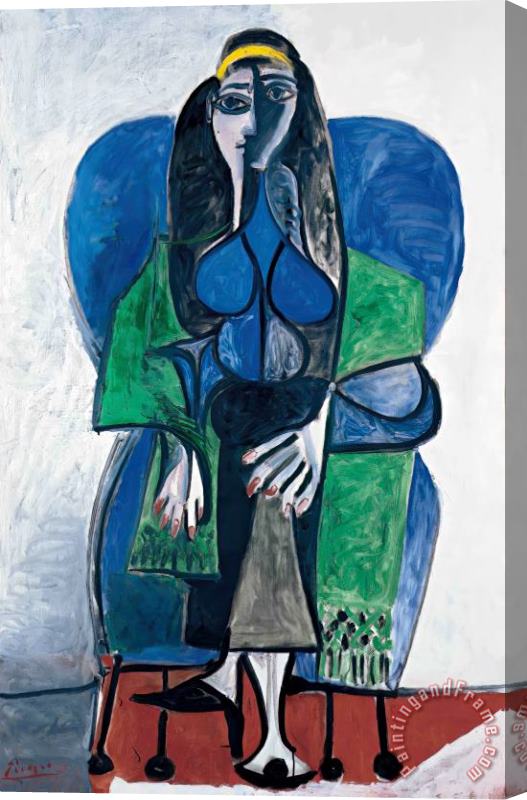 Pablo Picasso Sitting Woman with Green Scarf Stretched Canvas Print / Canvas Art