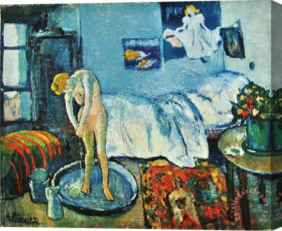 Pablo Picasso The Bath Tab on Handmade Paper Stretched Canvas Painting / Canvas Art