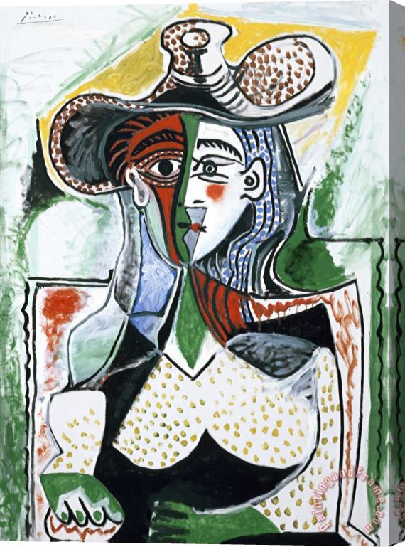 Pablo Picasso Woman with a Large Hat Stretched Canvas Painting / Canvas Art