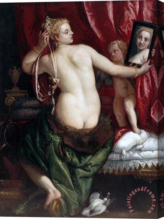Paolo Caliari Veronese Venus with a Mirror (venus at Her Toilette) Stretched Canvas Painting / Canvas Art