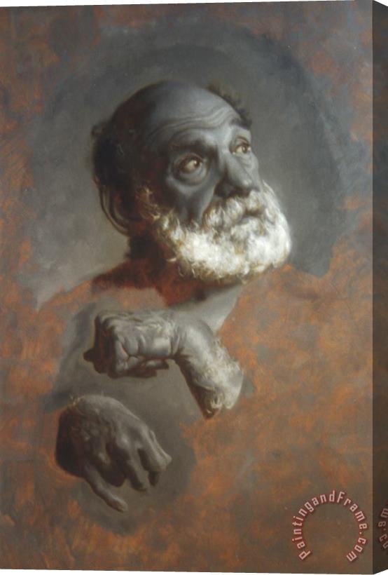 Patrick Devonas Grisaille Study of Bearded Man for Agape Stretched Canvas Print / Canvas Art