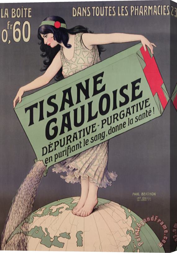 Paul Berthon Poster Advertising Tisane Gauloise Stretched Canvas Print / Canvas Art