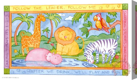 Paul Brent Jungle Panel I Sharing Fun Stretched Canvas Painting / Canvas Art