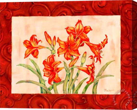 Paul Brent Linen Scroll Amaryllis Stretched Canvas Painting / Canvas Art