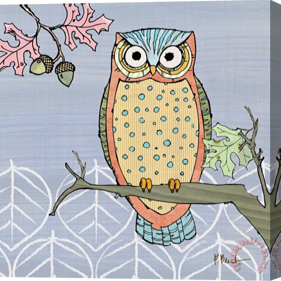 Paul Brent Pastel Owls II Stretched Canvas Print / Canvas Art