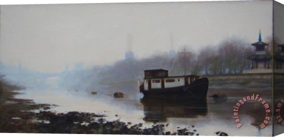 Paul Brown River Thames Stretched Canvas Print / Canvas Art