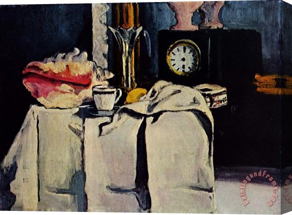 Paul Cezanne Black Marble Clock Stretched Canvas Painting / Canvas Art