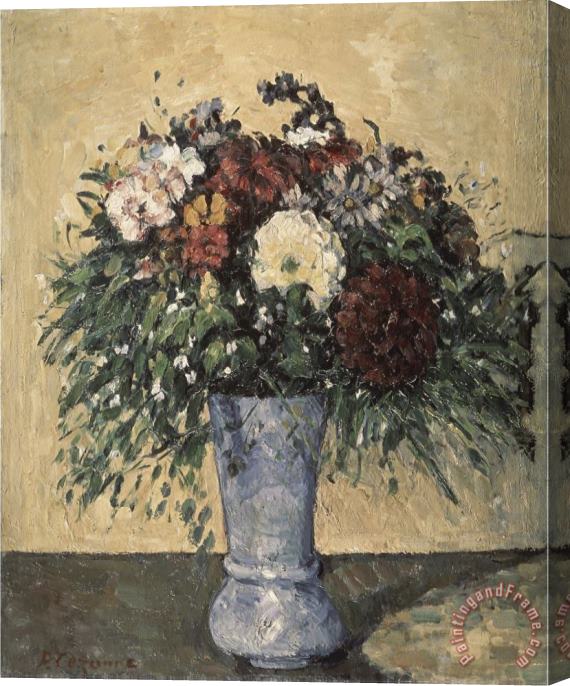 Paul Cezanne Bouquet in a Blue Vase Stretched Canvas Painting / Canvas Art