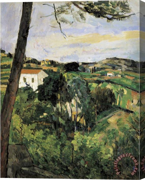 Paul Cezanne Pine Tree at L Estaque Landscape with Red Roof Stretched Canvas Print / Canvas Art
