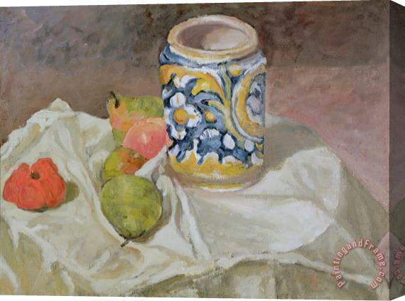 Paul Cezanne Still Life with Italian Earthenware Jar Stretched Canvas Print / Canvas Art