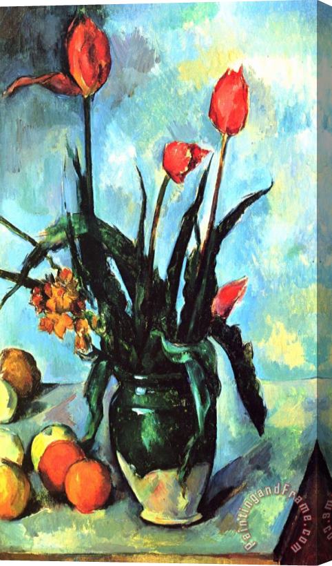 Paul Cezanne Tulips In A Vase Stretched Canvas Painting / Canvas Art