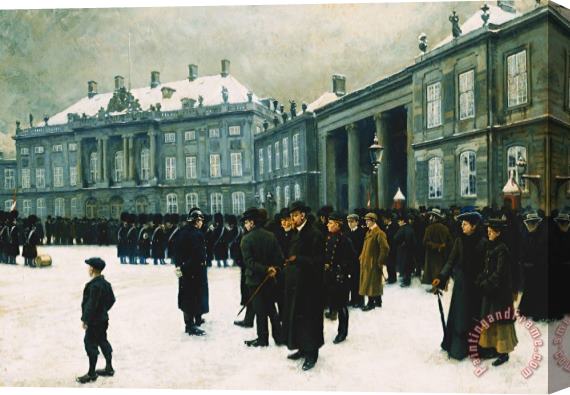 Paul Fischer Changing Of The Guard At Amalienborg Palace Stretched Canvas Painting / Canvas Art