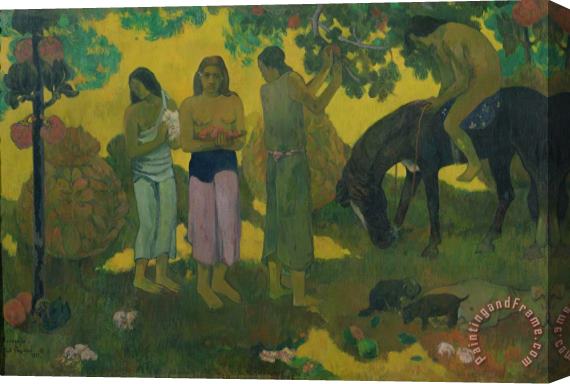 Paul Gauguin Fruit Gathering Stretched Canvas Painting / Canvas Art