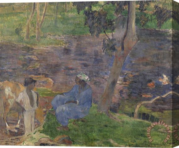 Paul Gauguin On The Shore of The Lake at Martinique Stretched Canvas Print / Canvas Art
