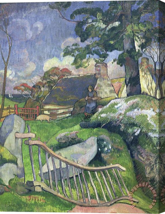 Paul Gauguin The Wooden Gate Or, The Pig Keeper Stretched Canvas Print / Canvas Art