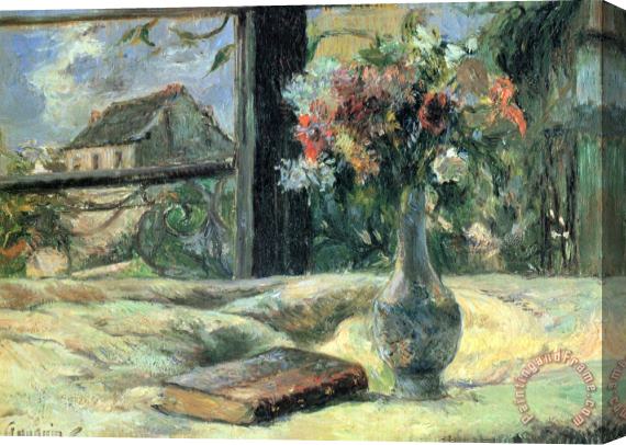 Paul Gauguin Vase of Flowers at The Window Stretched Canvas Print / Canvas Art