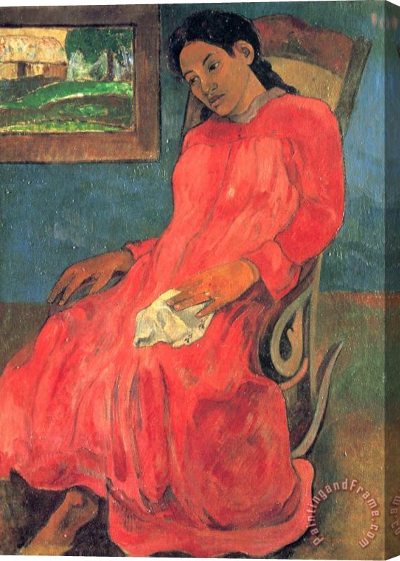 Paul Gauguin Woman in Red Dress Stretched Canvas Painting / Canvas Art