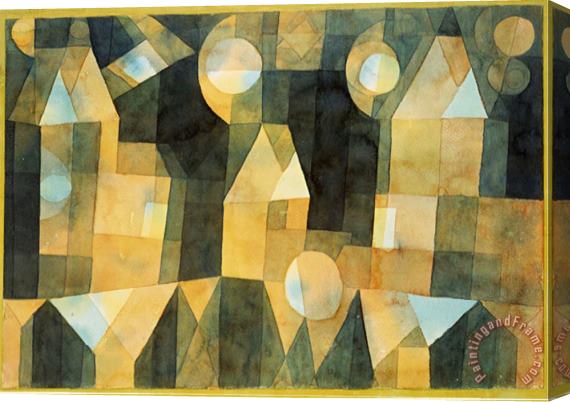 Paul Klee Three Houses And a Bridge Drei Hauser an Der Brucke Stretched Canvas Painting / Canvas Art