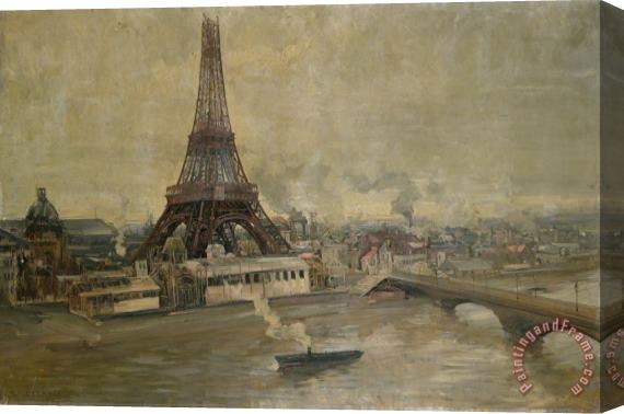 Paul Louis Delance The Construction of the Eiffel Tower Stretched Canvas Print / Canvas Art