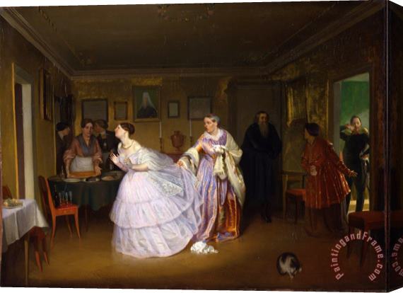 Pavel Fedotov The Major Makes a Proposal (inspecting a Bride in a Merchant's House) Stretched Canvas Print / Canvas Art