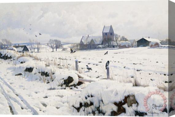 Peder Monsted A Winter Landscape Holmstrup Stretched Canvas Print / Canvas Art