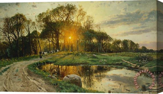 Peder Monsted The Return Home Stretched Canvas Painting / Canvas Art