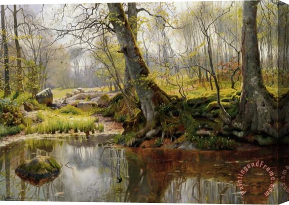 Peder Mork Monsted A Tranquil Pond Stretched Canvas Painting / Canvas Art