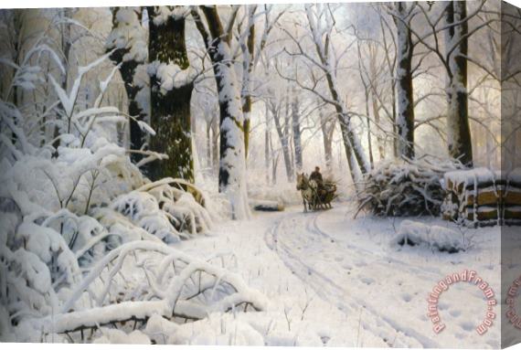 Peder Mork Monsted Forest in Winter Stretched Canvas Painting / Canvas Art