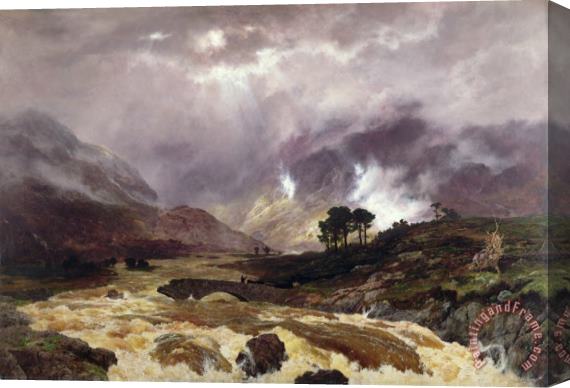 Peter Graham A Spate in the Highlands Stretched Canvas Painting / Canvas Art