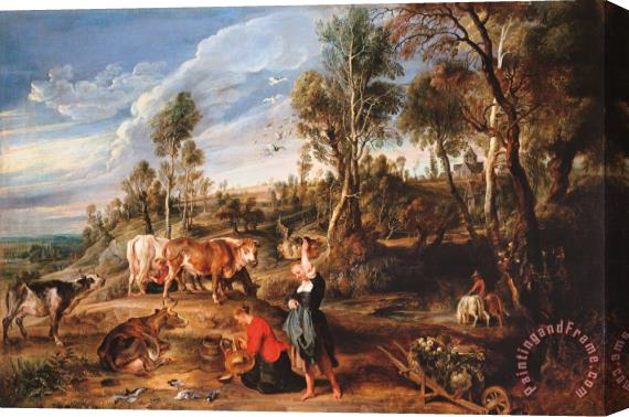 Peter Paul Rubens Milkmaids with Cattle in a Landscape, 'the Farm at Laken' Stretched Canvas Painting / Canvas Art