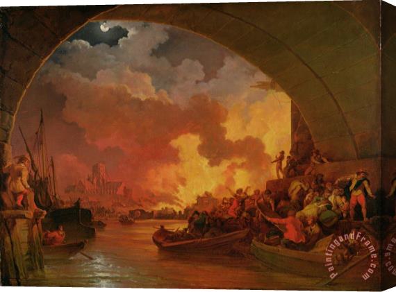 Philip James de Loutherbourg The Great Fire of London Stretched Canvas Print / Canvas Art