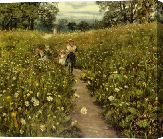 Phillip Richard Morris Gathering Wild Flowers Stretched Canvas Print / Canvas Art