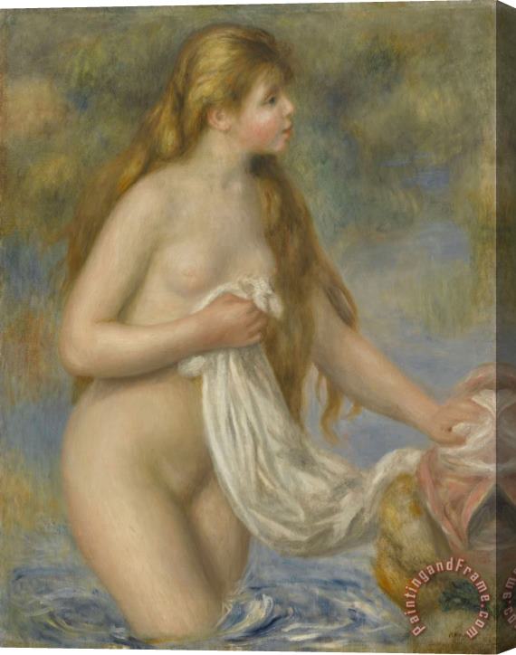Pierre Auguste Renoir Bather with Long Hair (baigneuse Aux Cheveux Longs) Stretched Canvas Painting / Canvas Art