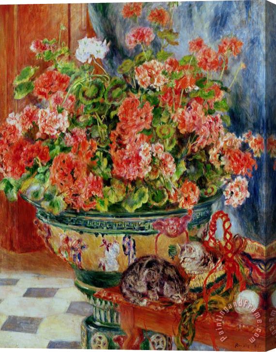 Pierre Auguste Renoir Geraniums and Cats Stretched Canvas Painting / Canvas Art