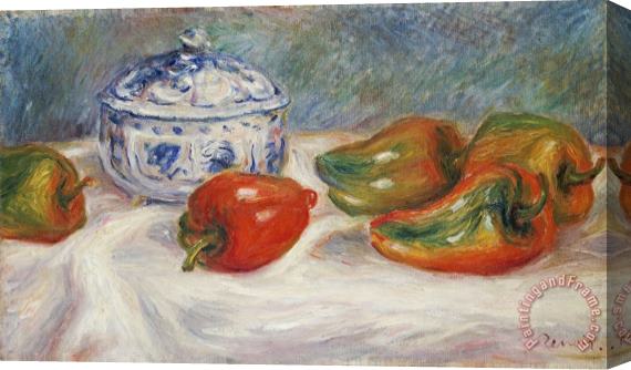 Pierre Auguste Renoir Still Life with a Blue Sugar Bowl And Peppers Stretched Canvas Painting / Canvas Art