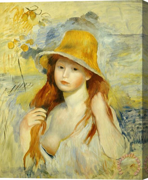 Pierre Auguste Renoir  Young Girl with a Straw Hat Stretched Canvas Painting / Canvas Art
