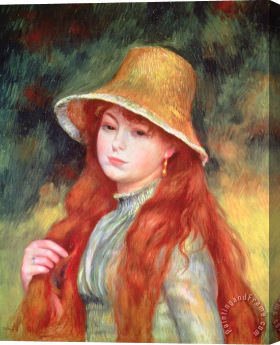 Pierre Auguste Renoir Young Girl with Long Hair Stretched Canvas Print / Canvas Art